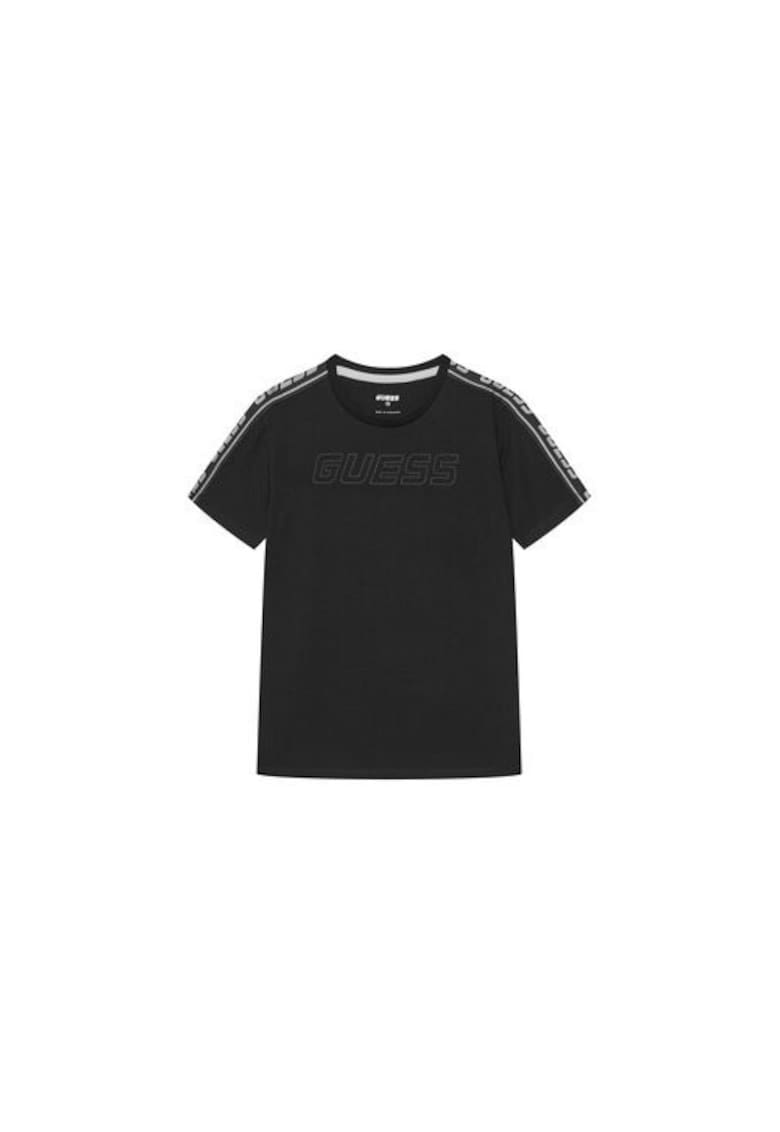 Guess Tricou din amestec de bumbac cu logo pe piept si benzi logo pe maneci -