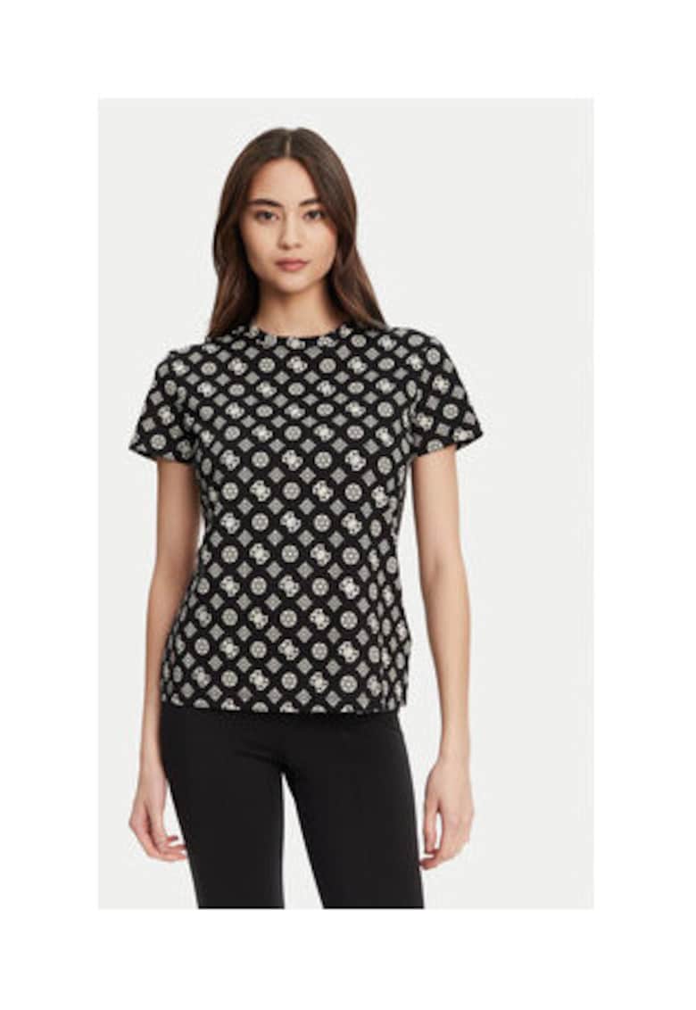 Tricou regular fit de bumbac cu design logo si decolteu la baza gatului