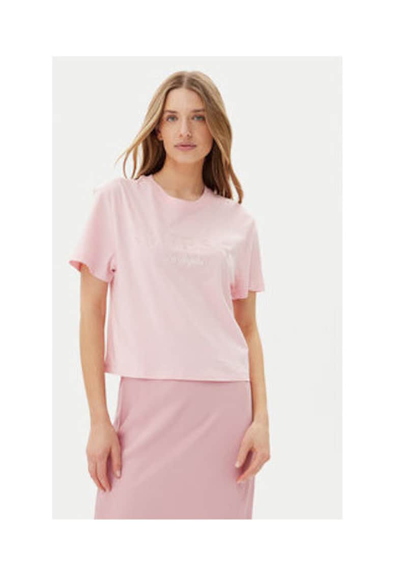 Tricou eco cu logo - Roz