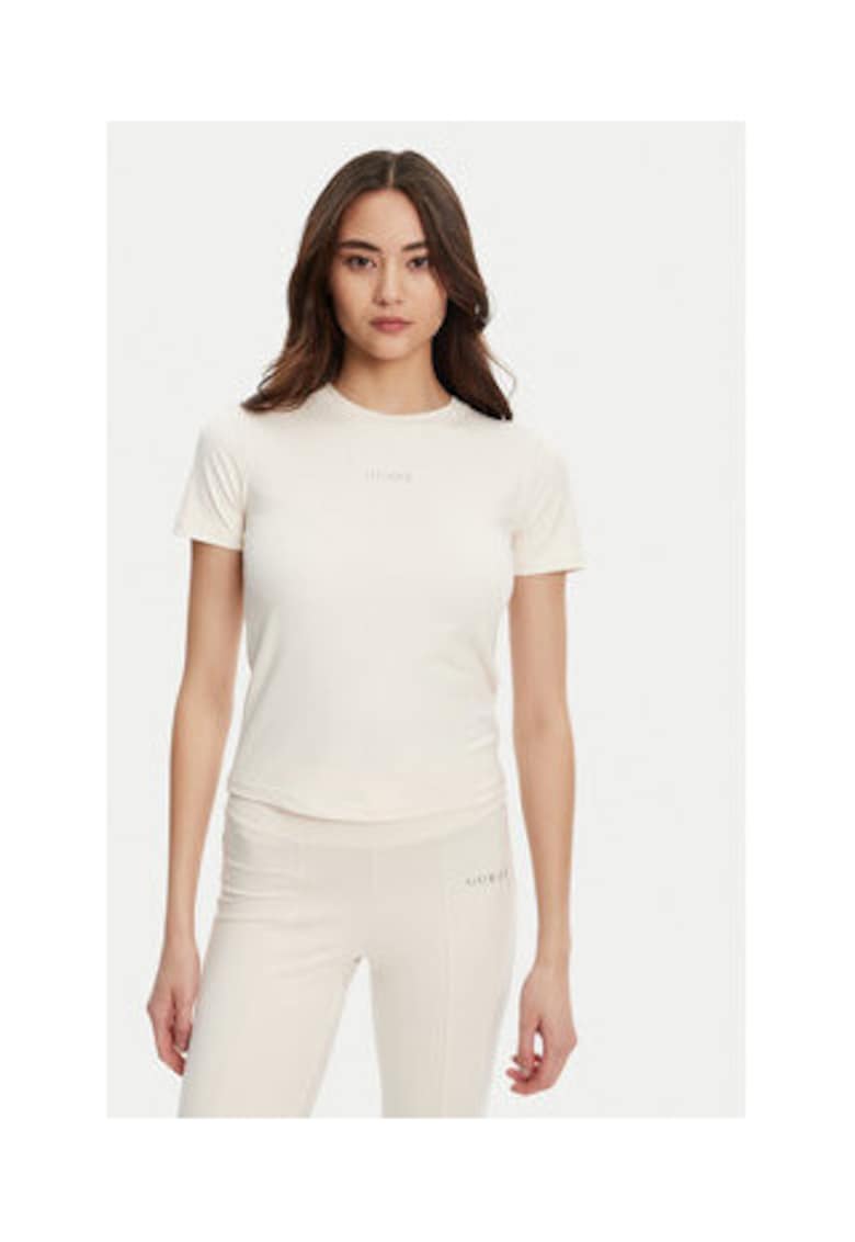 Tricou regular fit cu logo metalic - model uni si decolteu la baza gatului