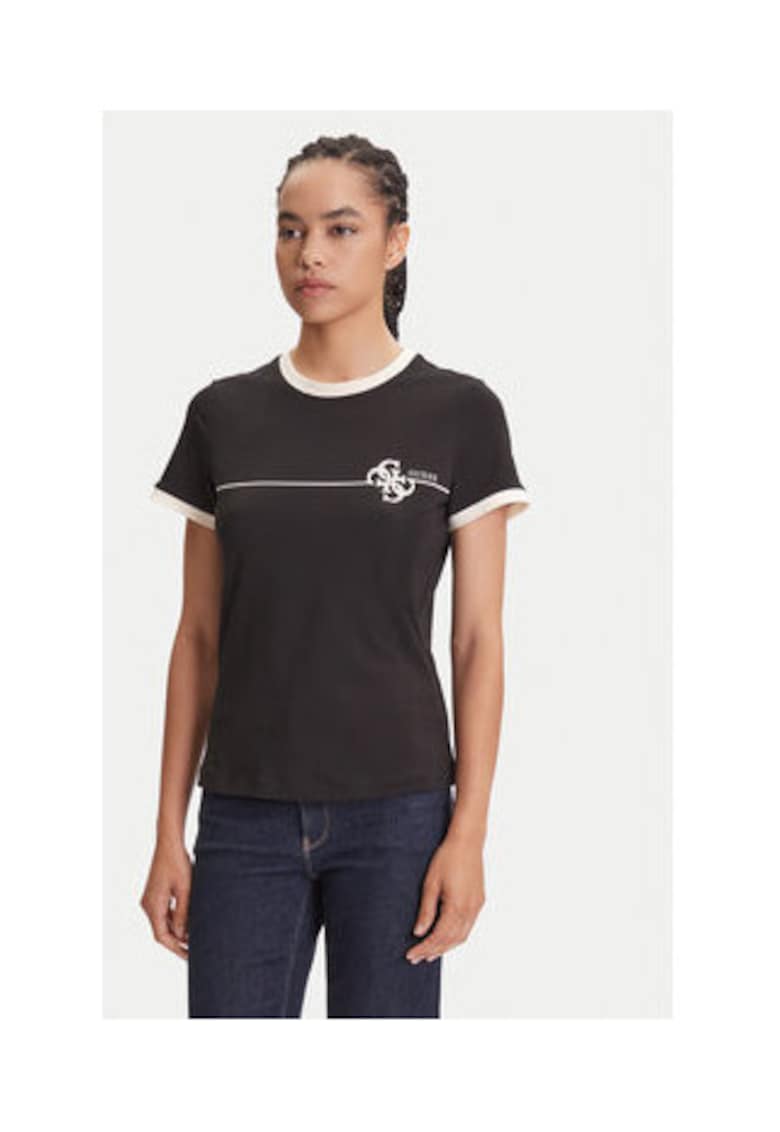 Guess Tricou din amestec de bumbac cu logo grafic si model colorblock