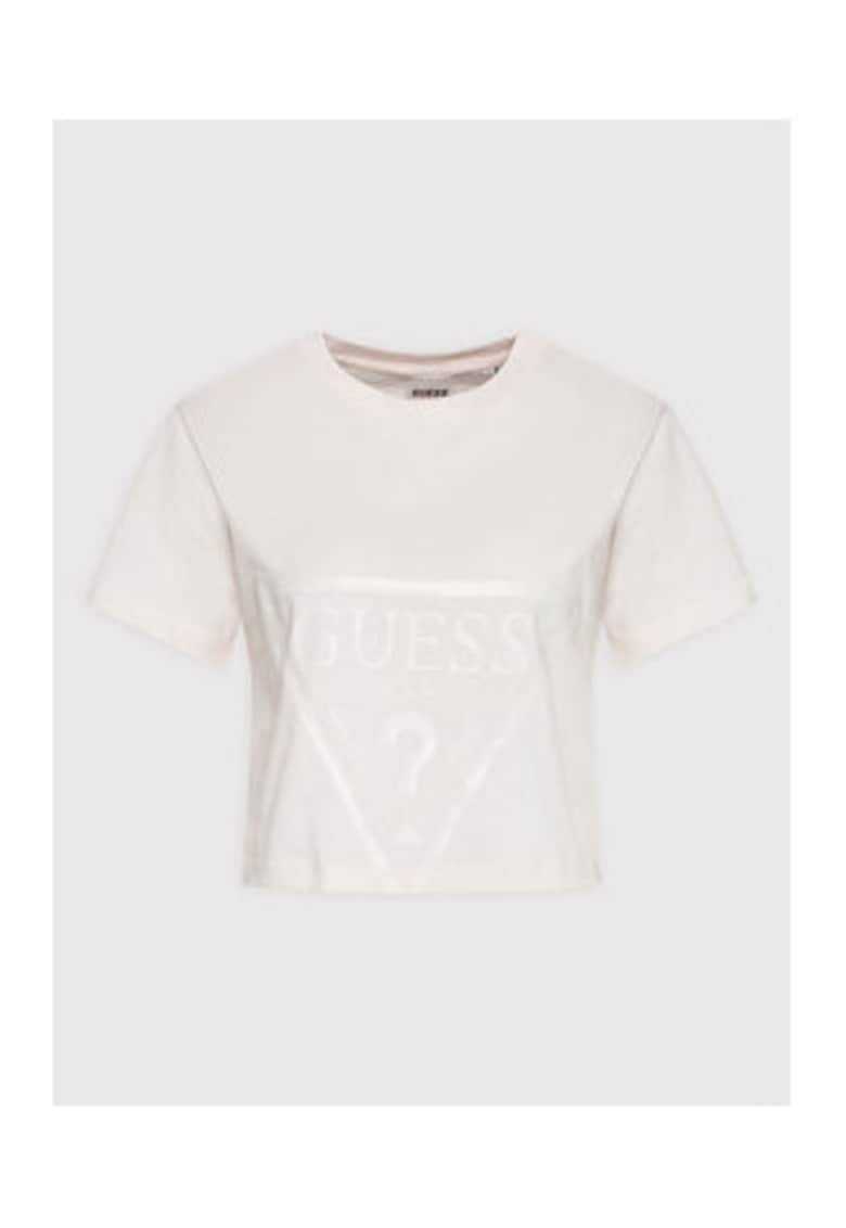 Guess Tricou crop din bumbac cu logo