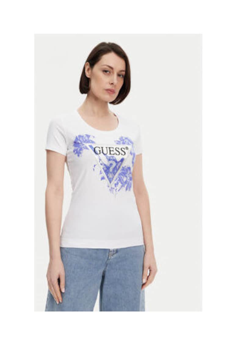 Tricou din amestec de bumbac organic cu imprimeu logo -
