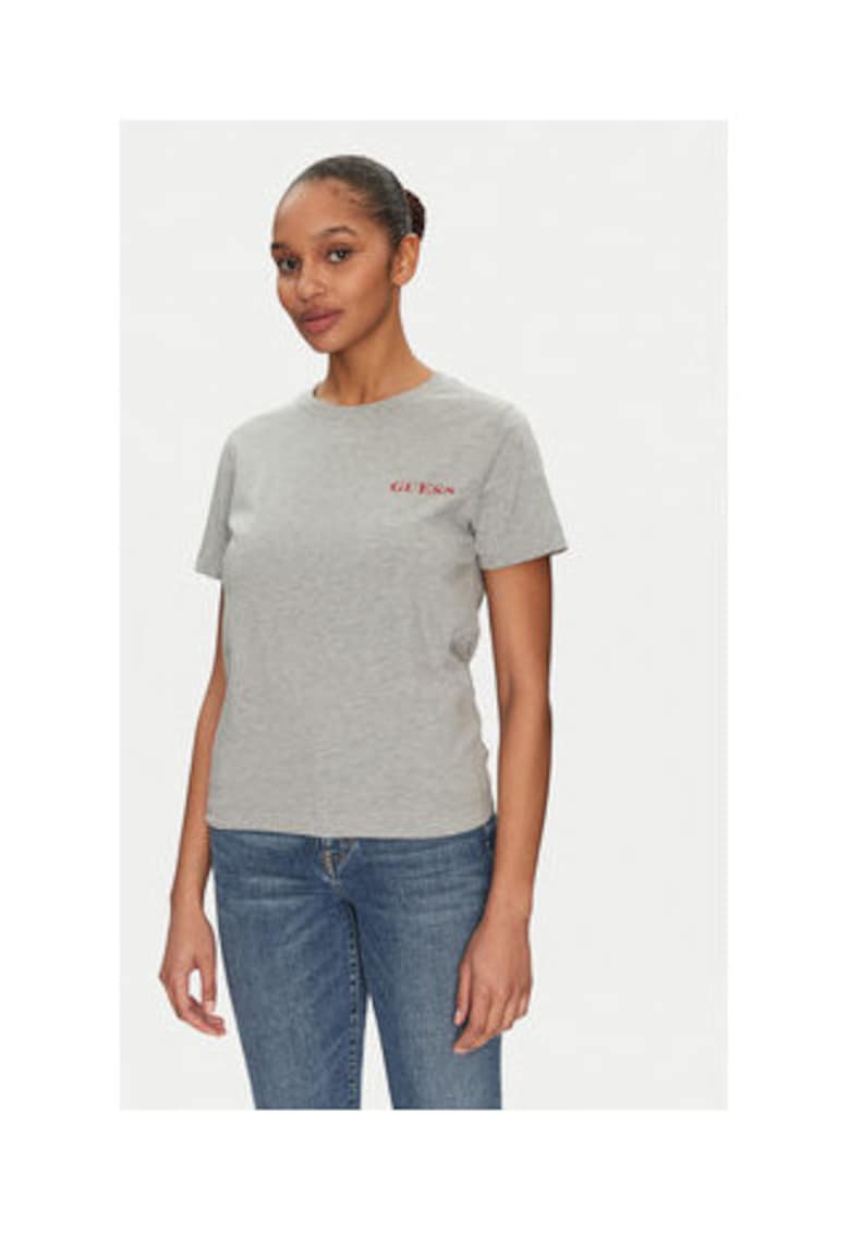 Guess Tricou din bumbac organic - cu decolteu la baza gatului
