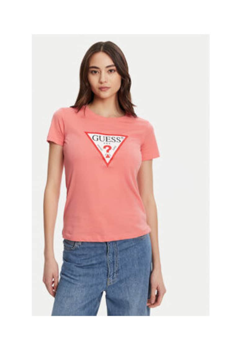 Tricou din bumbac organic cu maneci scurte si logo frontal