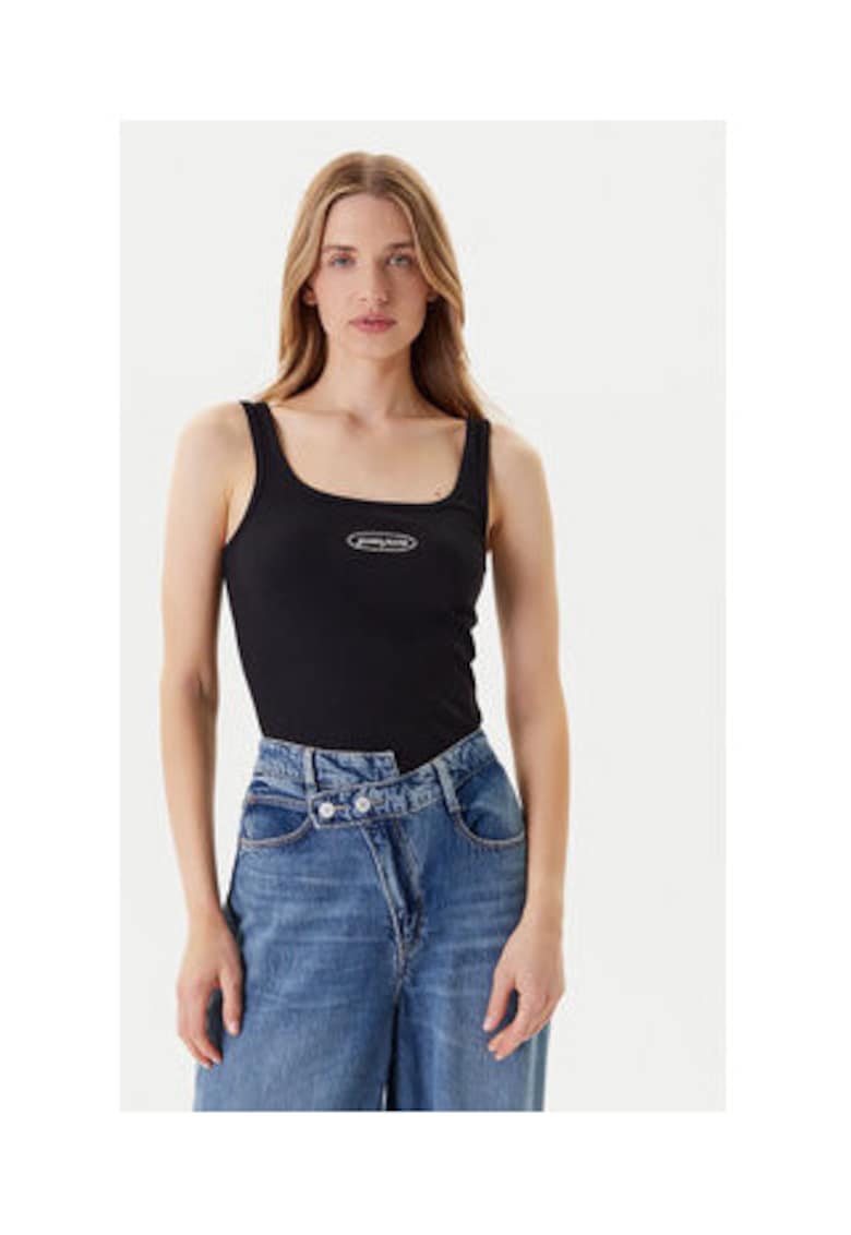 Top cu decolteu decupat - Negru