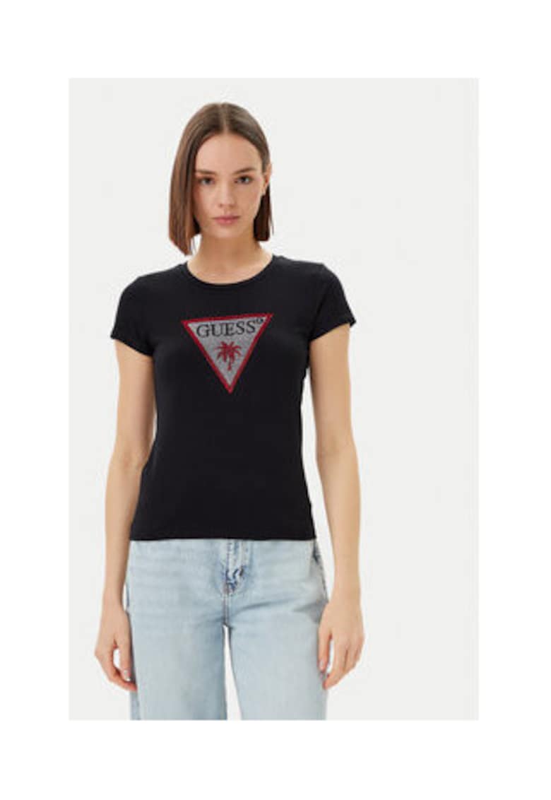 Tricou cu logo din strasuri