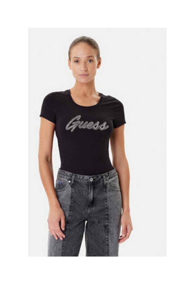 Tricou cu decolteu rotund din amestec de bumbac organic cu logo