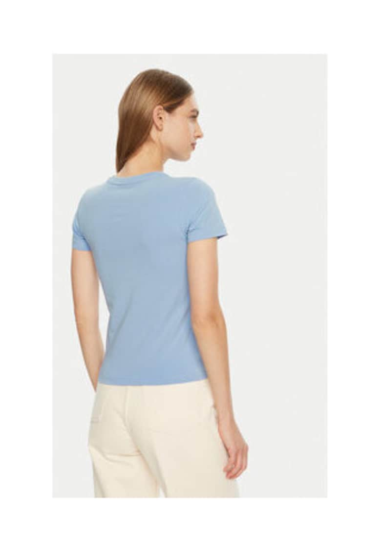 Guess Jeans Tricou uni cu decolteu la baza gatului