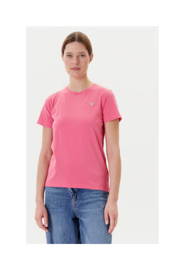 Tricou regular fit uni cu decolteu la baza gatului