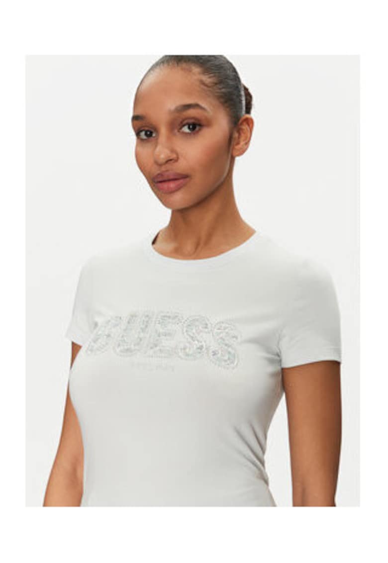 Tricou din amestec de bumbac organic cu decolteu la baza gatului -