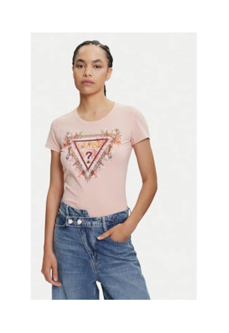 Tricou cu imprimeu logo din amestec de bumbac organic