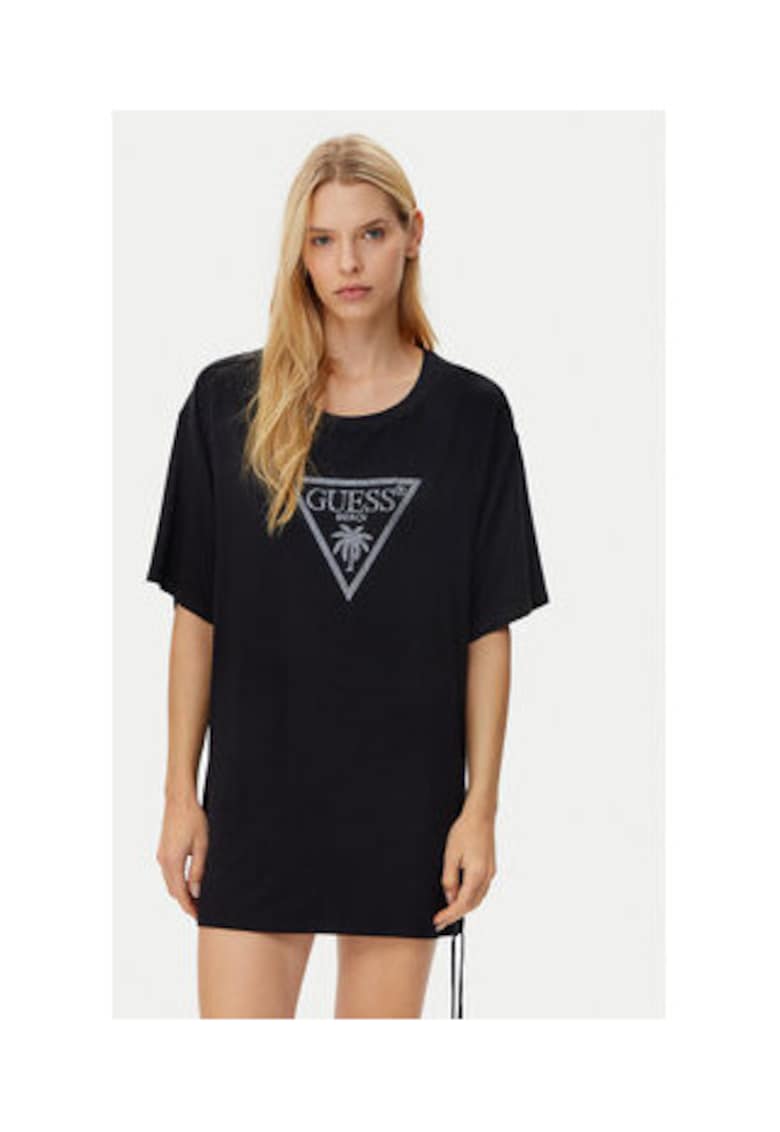 Tricou lung din vascoza - negru