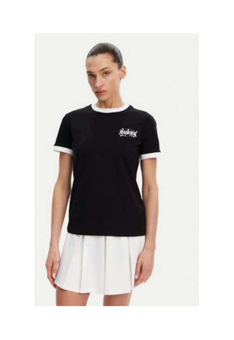 Tricou din bumbac cu guler contrastant