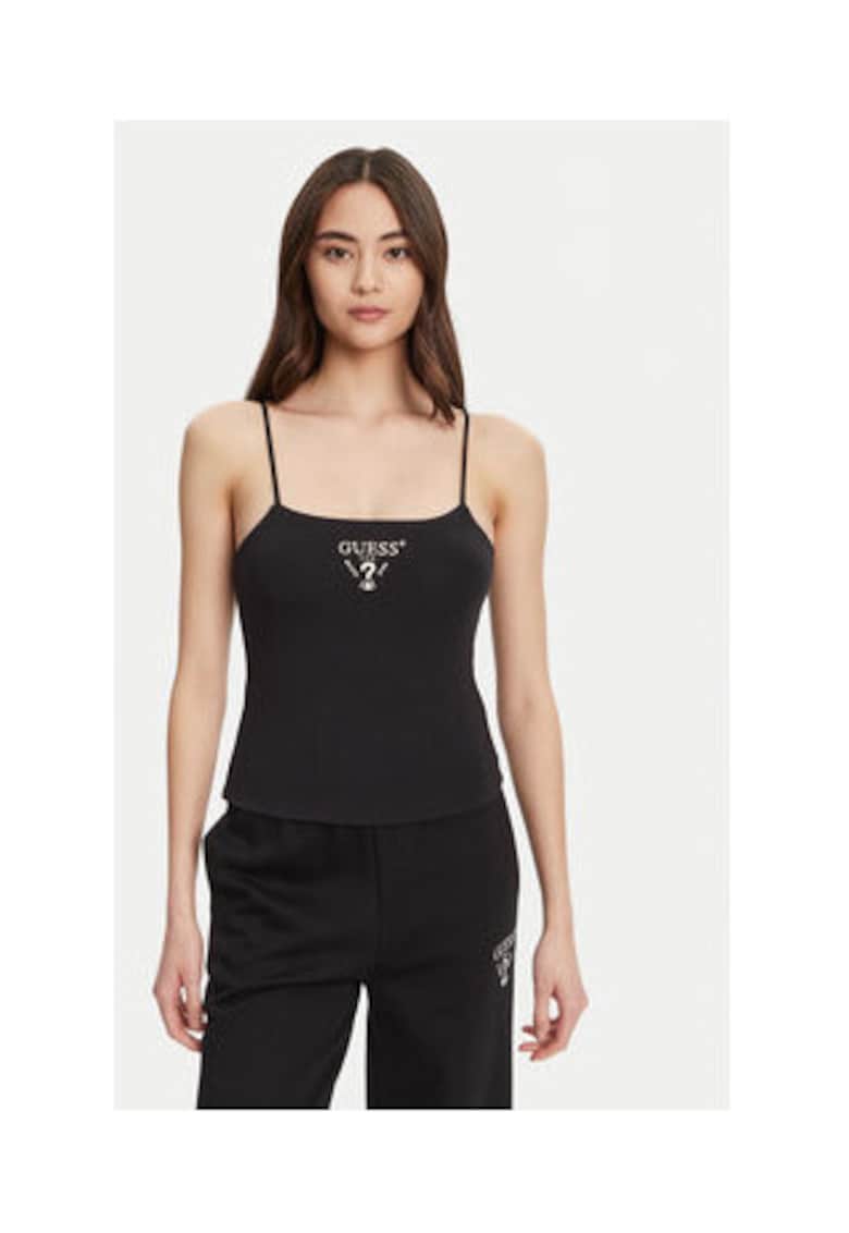 Guess Top din material elastic cu logo brodat pe piept