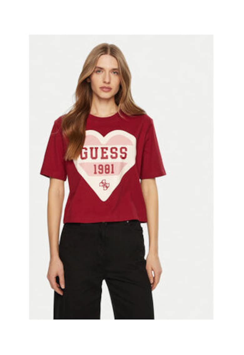 Tricou din bumbac cu decolteu la baza gatului