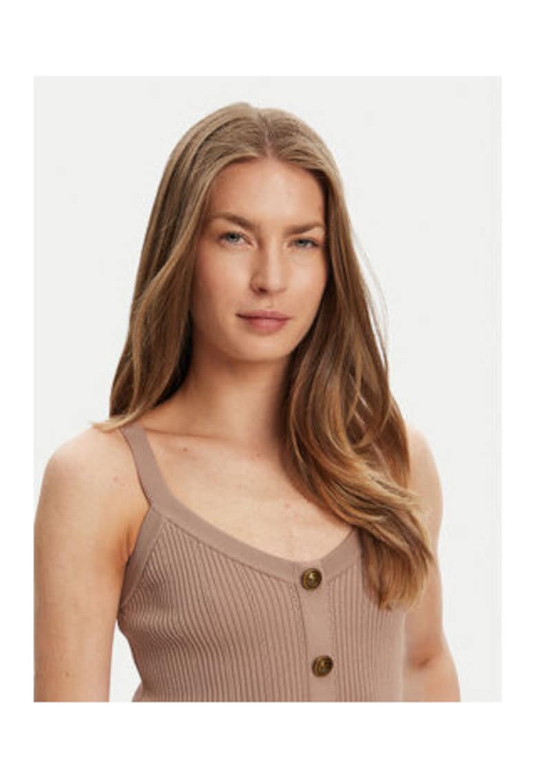 Top uni din tricot cu striatii si nasturi decorativi -