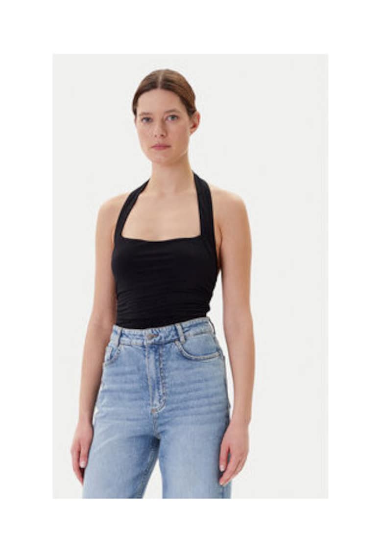 Top din amestesc de modal - cu decolteu halter - Negru