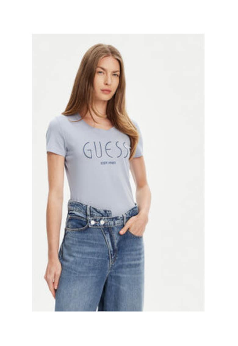 Tricou din amestec de bumbac organic cu imprimeu logo pe piept