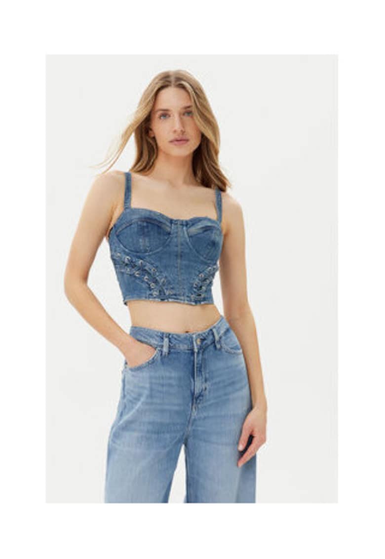 Top din denim tip corset