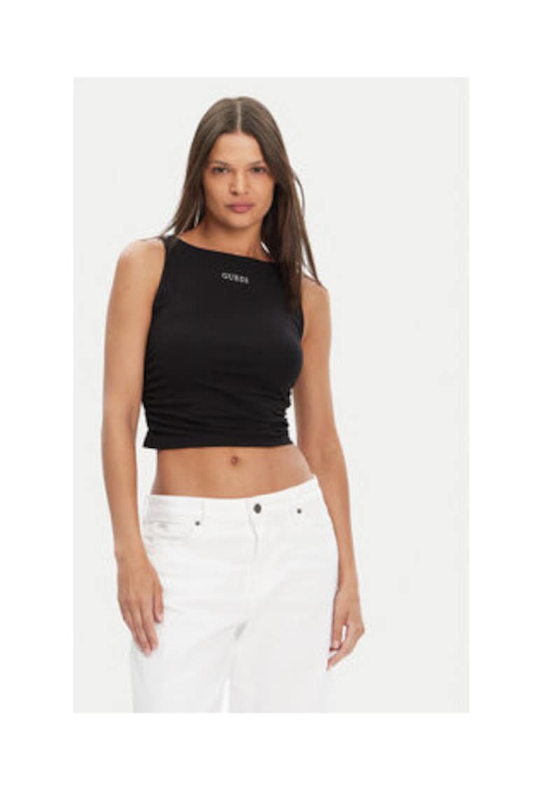 Guess Top scurt din amestec de bumbac cu logo discret -