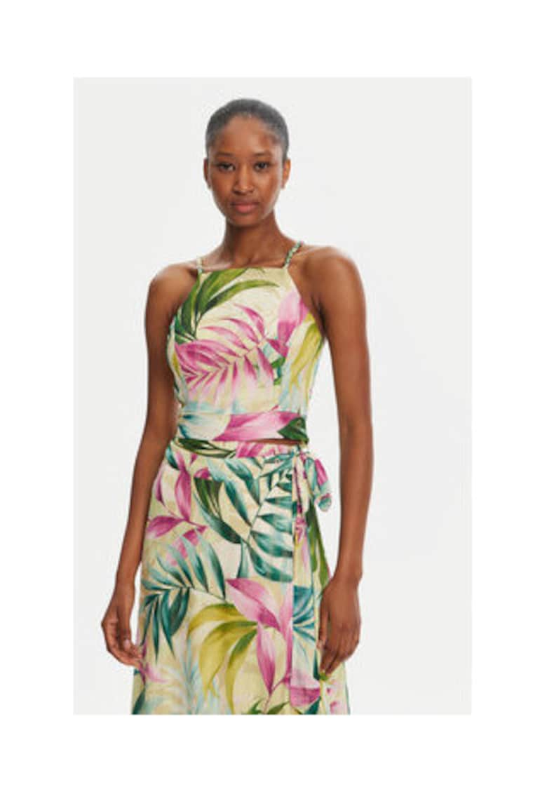 Crop Top cu imprimeu tropical -