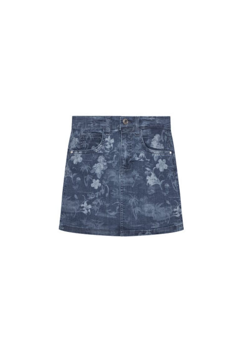 Fusta din denim cu model floral