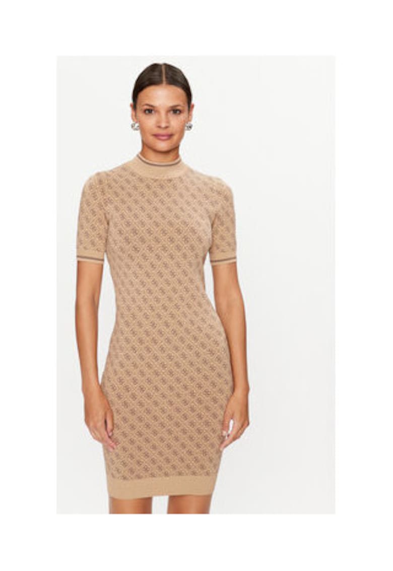 Rochie tricotata cu guler scurt si monograma