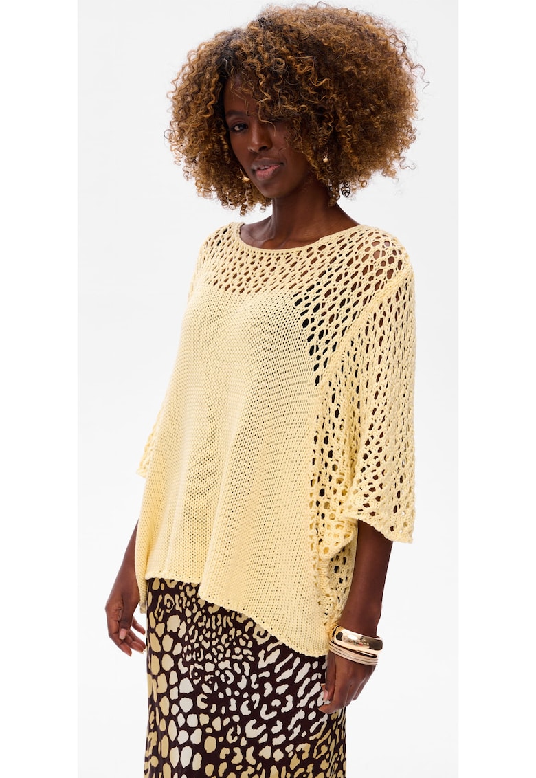 Pulover supradimensionat cu model perforat Paka Paka