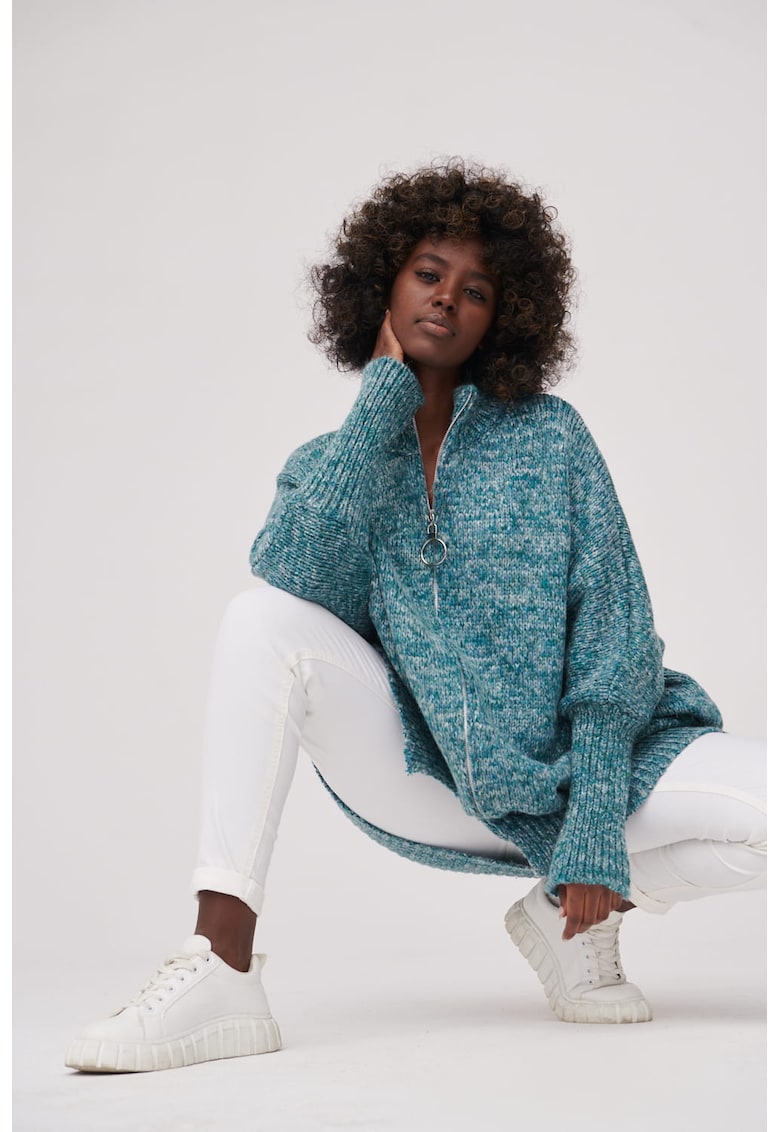 Cardigan supradimensionat din amestec de lana cu buzunare -