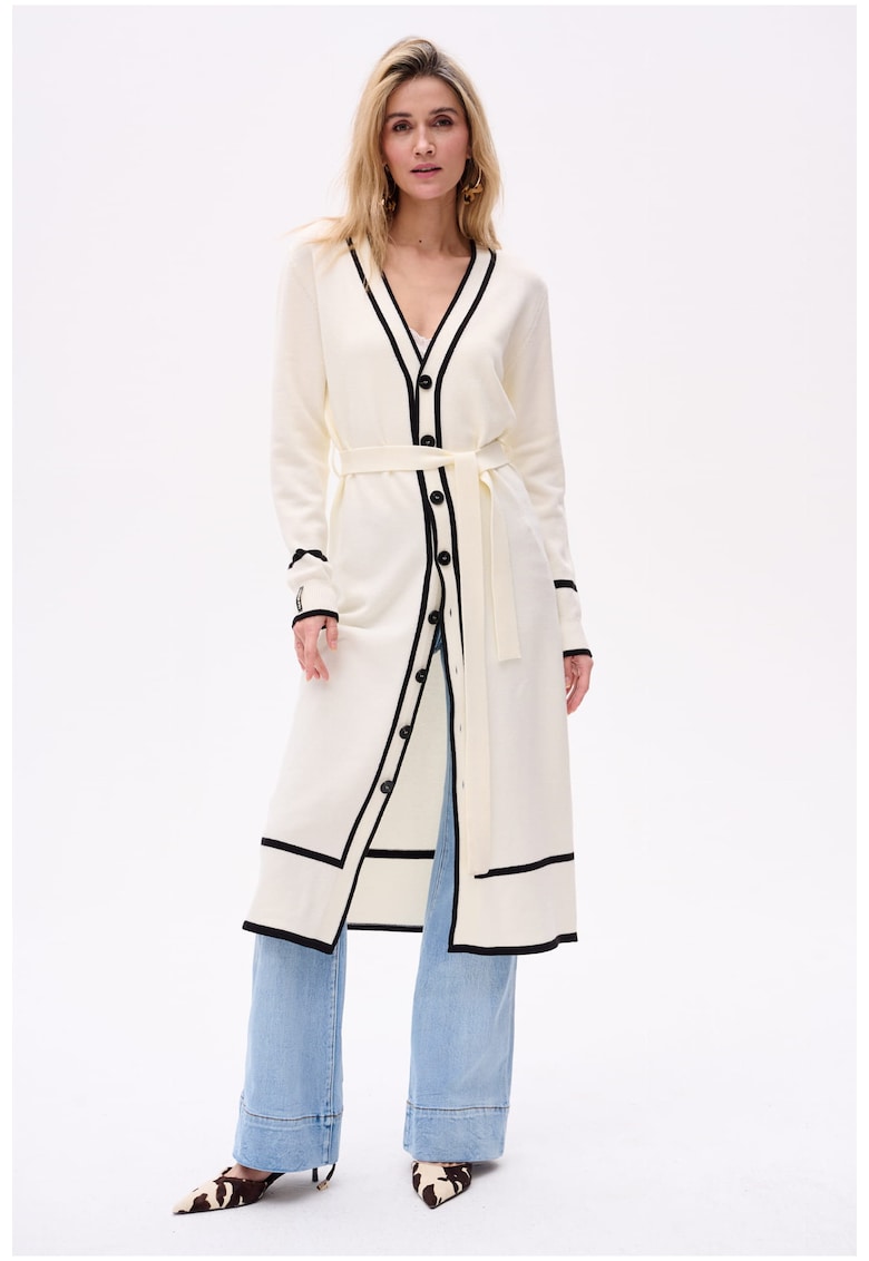Cardigan lung cu garnituri contrastante Madaam