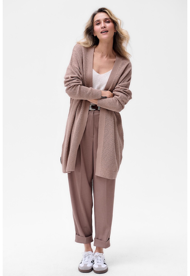 Cardigan lung fara inchidere cu maneci cazurte