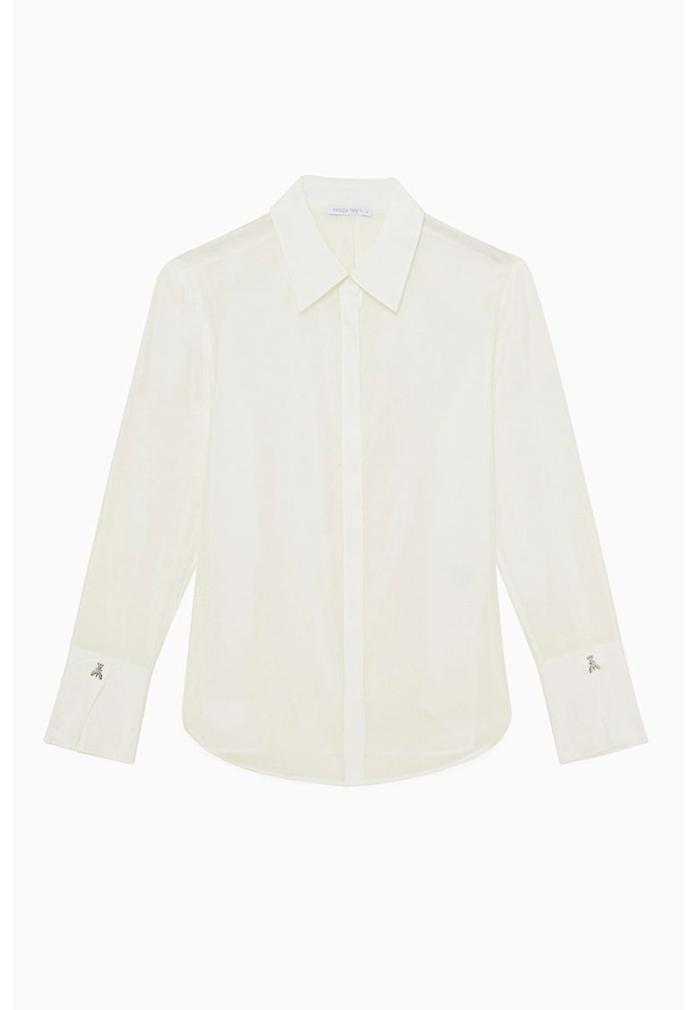 Cămașă transparentă din organza cu nasturi ascunși Cămașă transparentă din organza cu nasturi ascunși