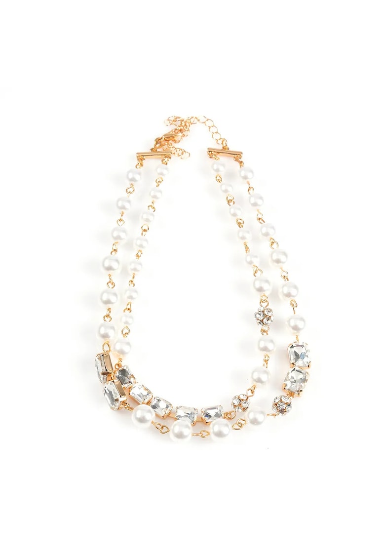 Colier dublu cu perle albe si detalii aurii -  Paris