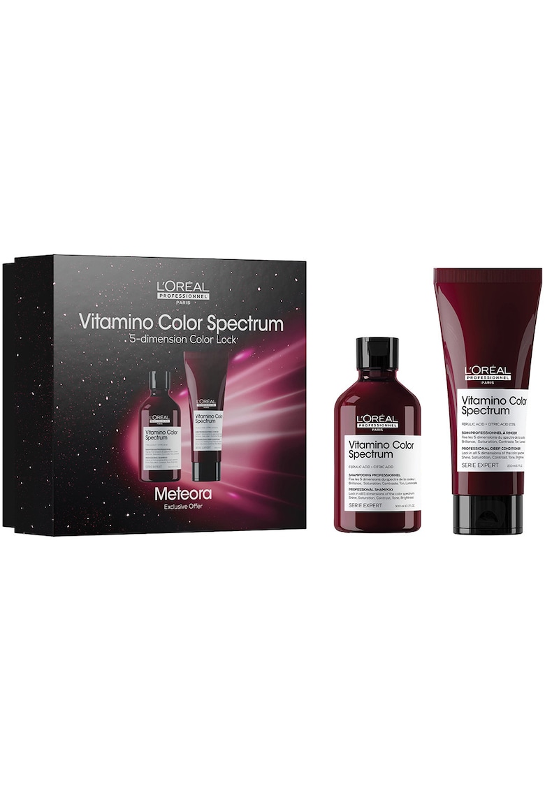 Set rutina profesionala L’Oreal Professionnel Serie Expert Vitamino Color Spectrum DUO - pentru fixarea culorii - par mai matasos & puternic: Sampon - 300 ml + Balsam - 200 ml