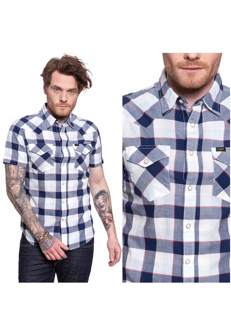 Camasa Slim Fit - alb - Alb/Negru