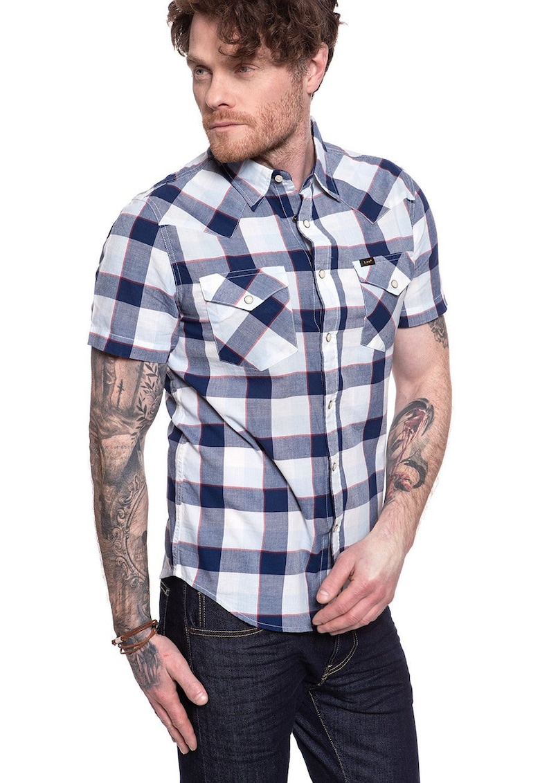 Lee Camasa Slim Fit - alb - Alb/Negru