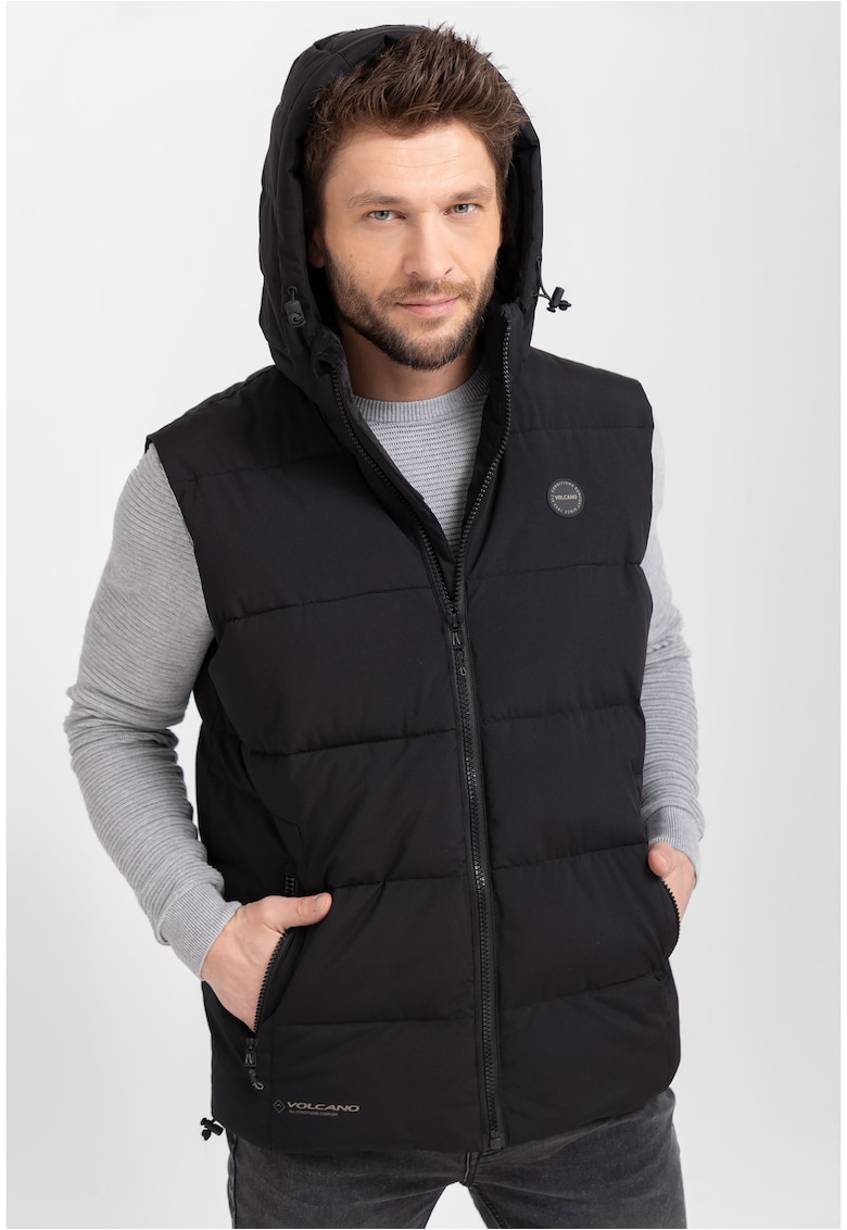 Vesta matlasata cu gluga V-Egon - pentru barbati - neagra