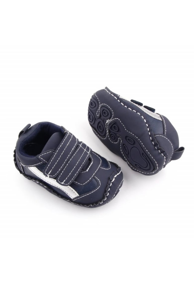 Pantofi sport Model AL 19655 cu dunga argintie - Pentru bebelusi - Textil - Baieti - 3-6 luni - Bleumarin -