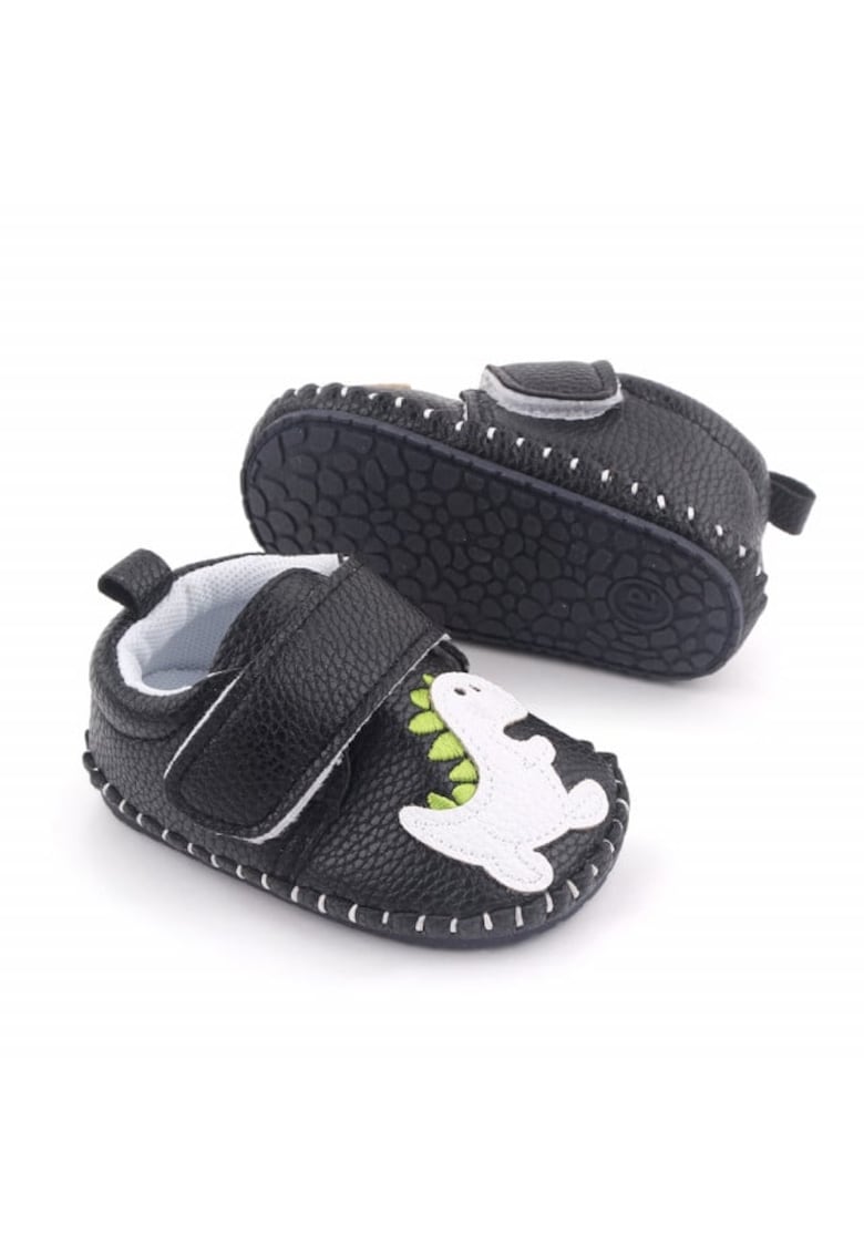 Superbaby Pantofi Model AL 19815 Dino - Pentru bebelusi - Piele ecologica - Baieti - 3-6 luni - Negru -