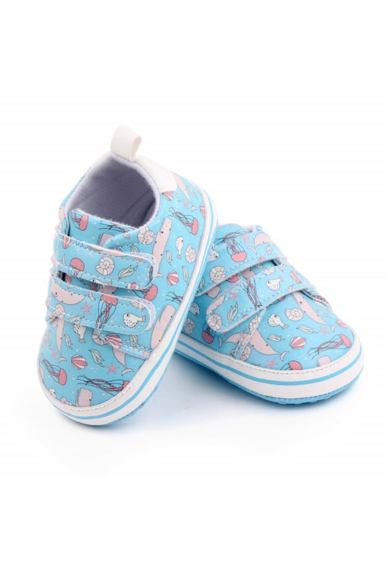 Tenisi Model AL 19839 cu figurine - Pentru bebelusi - Piele ecologica - Baieti - 3-6 luni - Albastru -