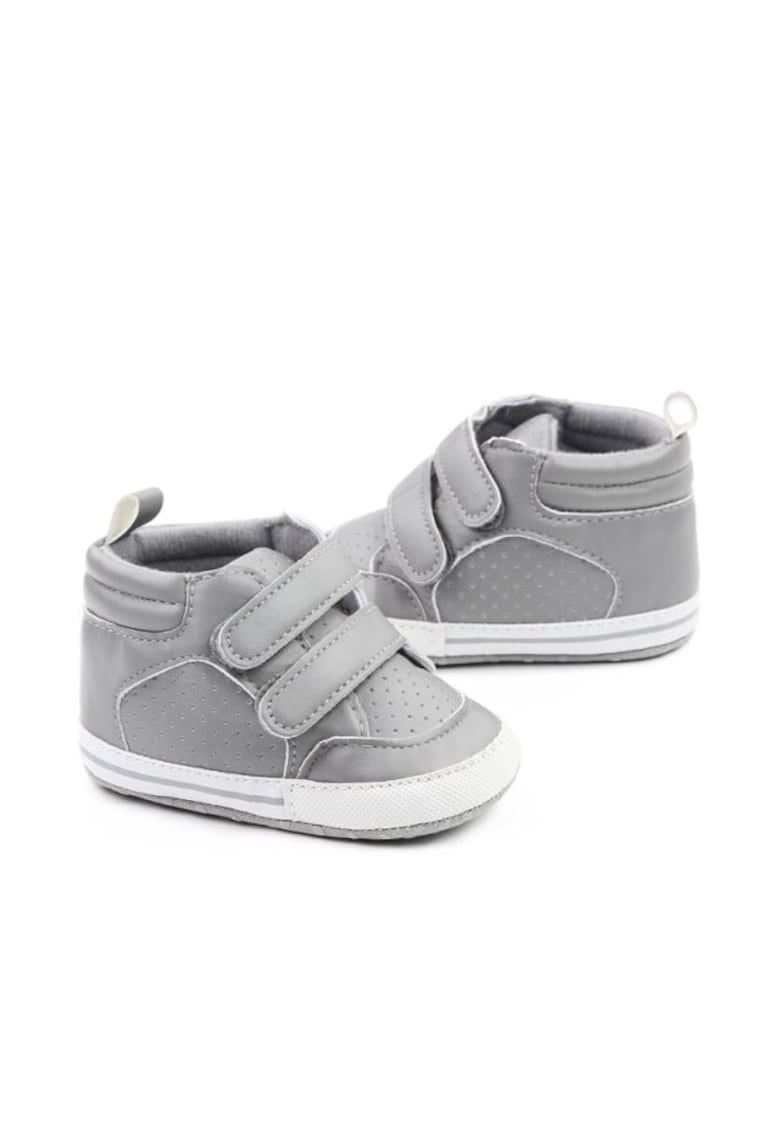 Pantofi sport Model AL 19594 cu bareta velcro - Pentru bebelusi - Piele ecologica - Baieti - Gri