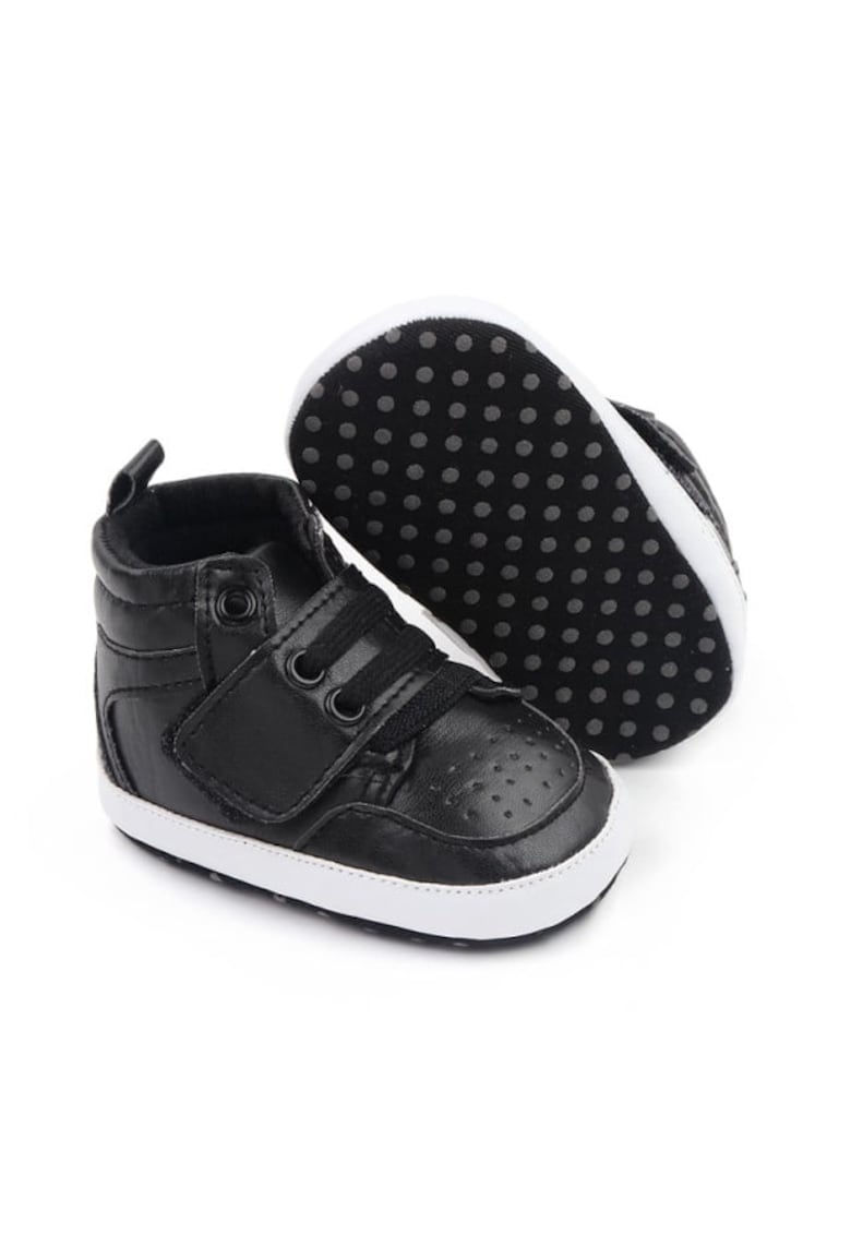 Ghete Model AL 19600 cu bareta lata - Pentru bebelusi - Piele ecologica - Baieti - 3-6 luni - Negru -