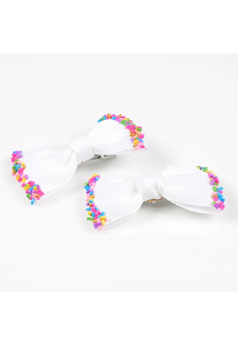 Set 2 agrafe funde albe cu margele colorate -  Paris