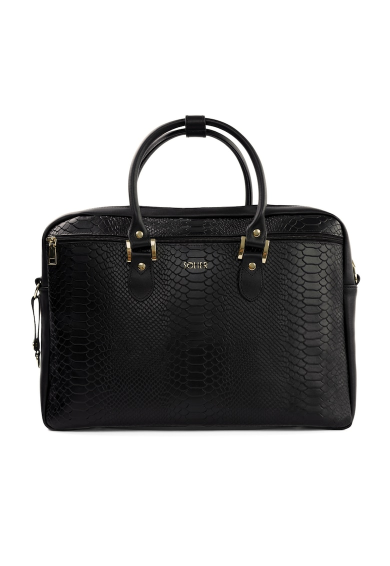 Geanta de dama din piele pentru laptop Marina FL13 - negru sarpe