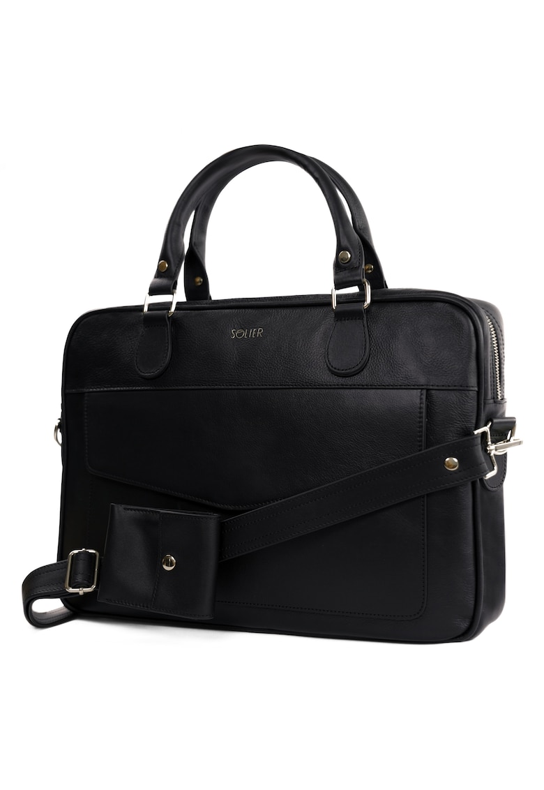 Geanta de dama din piele pentru laptop FL25 - neagra