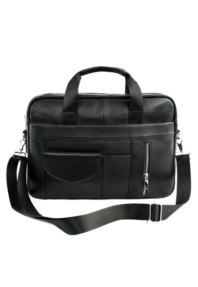 Geanta barbati din piele pentru laptop  SL49 BRANN - neagra