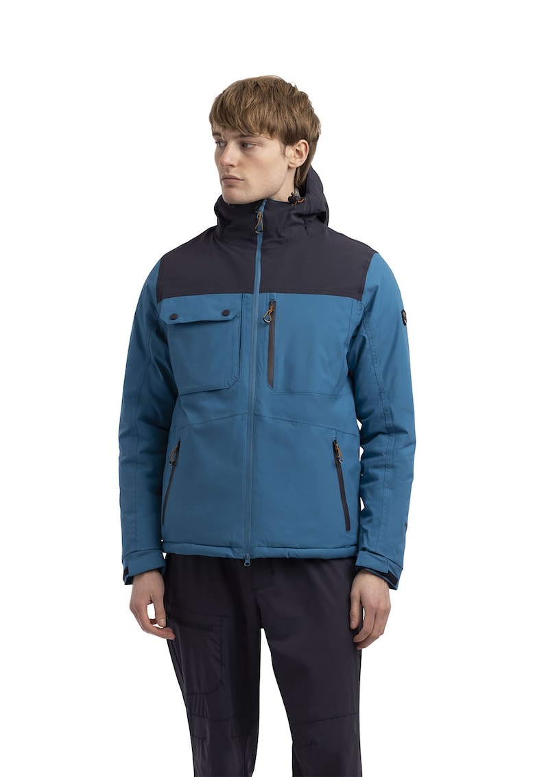 Geaca cu fermoar si segment contrastant - Negru/Albastru