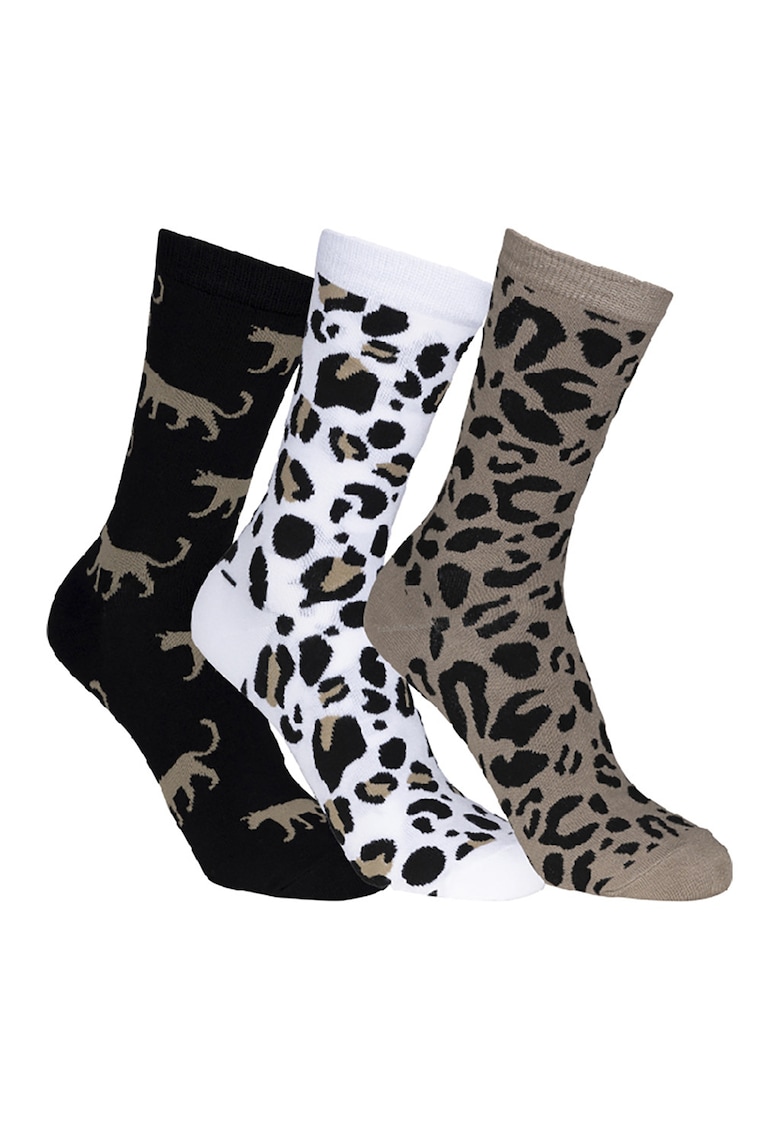 Set de sosete lungi Cinco - 3 perechi - Negru/Maro nisip