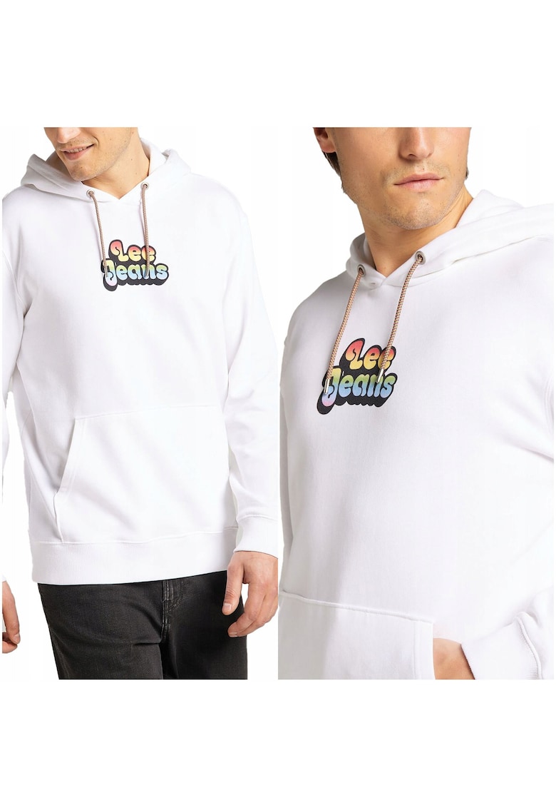 Hanorac barbatesc  Pride - alb - 100% bumbac - marimea M - croi normal - 2 buzunare